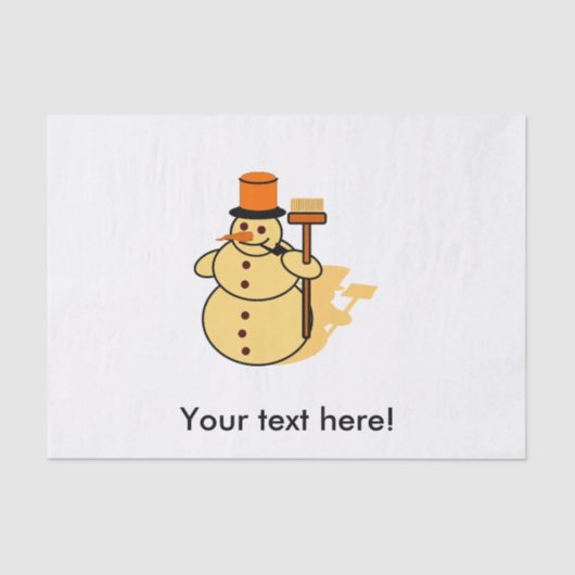 ほうきの漫画が付いている雪だるま 薄葉紙 (正面)