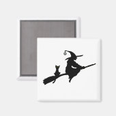 ほうきの磁石に付いた魔女 マグネット (正面/裏面)