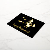 ほうきの魔女のハッピーハローウィン 箔シーズンポストカード (回転した状態)