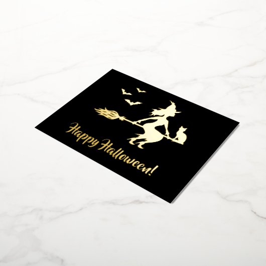 ほうきの魔女のハッピーハローウィン 箔シーズンポストカード (回転した状態)