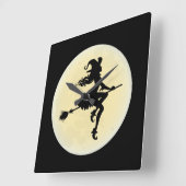 ほうきの魔女 スクエア壁時計 (傾斜)