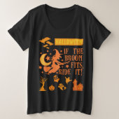 ほうきもしがはまるハロウィン乗れ! プラスサイズTシャツ (デザイン正面)