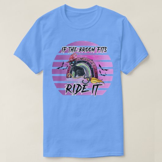 ほうきもしは、それが面白いハロウィーンの秋と一緒に乗る Tシャツ (デザイン正面)