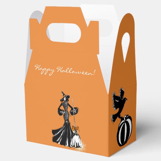 ほうきを使ったハロウィーンのファッションイラスト フェイバーボックス (オープン)