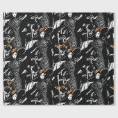 ほうきを使ったハロウィーンのファッションイラスト ラッピングペーパー (フラット)