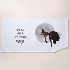 ほうきビーチタオル飛んでいる上のティプスウィッチ ビーチタオル