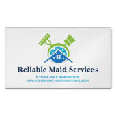 ほうきモップ清掃用品 | メイドサービス マグネット名刺 (正面)