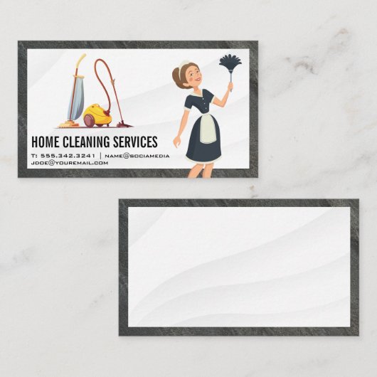 ほうき付きメイド | 供給のクリーニング 名刺 (正面/裏面)