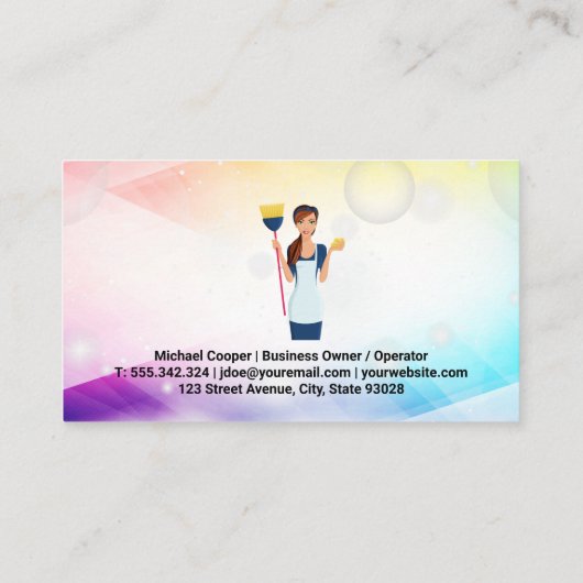 ほうき付きメイド | 泡とキラキラ 名刺 (裏面)