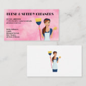 ほうき付き掃除用レディ |メイド 名刺 (正面/裏面)