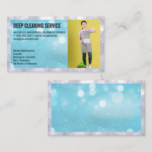 ほうき付き掃除用レディ 名刺 (正面/裏面)