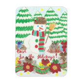 ほうき付き雪だるまホリデープレミアムマグネット マグネット (縦)