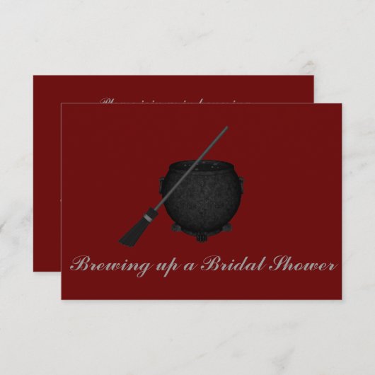 "ほうき及び大がまとのブライダルシャワー"の上で醸造します 招待状 (正面/裏面)