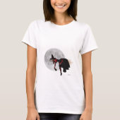 ほうき女飛んでいるのTシャツの酔っ払い魔女 Tシャツ (正面)