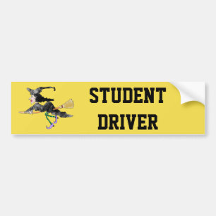 ほうき学生の運転者のバンパーステッカーの魔法使い バンパーステッカー