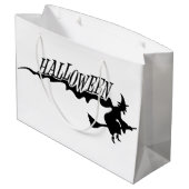 ほうき杖飛んでいるのハロウィーンの魔女 ラージペーパーバッグ (裏面アングル)