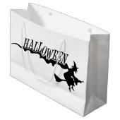 ほうき杖飛んでいるのハロウィーンの魔女 ラージペーパーバッグ (正面アングル)