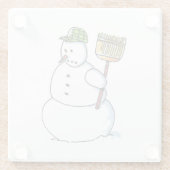 ほうき雪だるま澄んガラスコースター ガラスコースター (裏面)