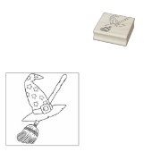 ほうき魔帽子イラストレーションスタンプ ラバースタンプ (押印)