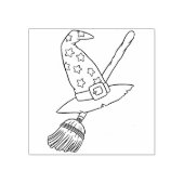 ほうき魔帽子イラストレーションスタンプ ラバースタンプ (インプリント)