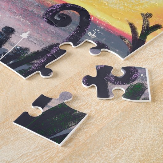 ほうき10代ので美しい魔女が見える ジグソーパズル (側面)