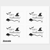 ほうき、魔女の帽子、こうもり、スパイダーハロウィーン 長方形シール (シート)