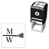 ほうきDカップルの2結婚イニシャルモノグラムをジャンプ セルフインキングスタンプ (インサイチュ)