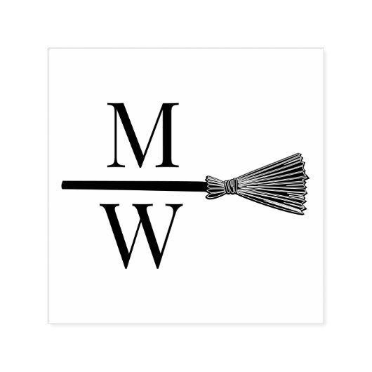 ほうきDカップルの2結婚イニシャルモノグラムをジャンプ セルフインキングスタンプ (デザイン)