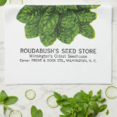 ほうれんそうの種の包みのラベル キッチンタオル (折り畳み)