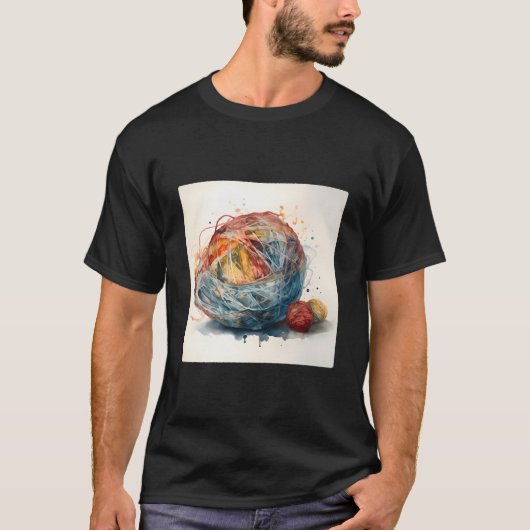 ほぐれる毛糸の玉 Tシャツ (正面)