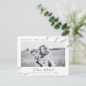 ほこりある青緑の写真を変更する日付 ポストカード (スタンド正面)