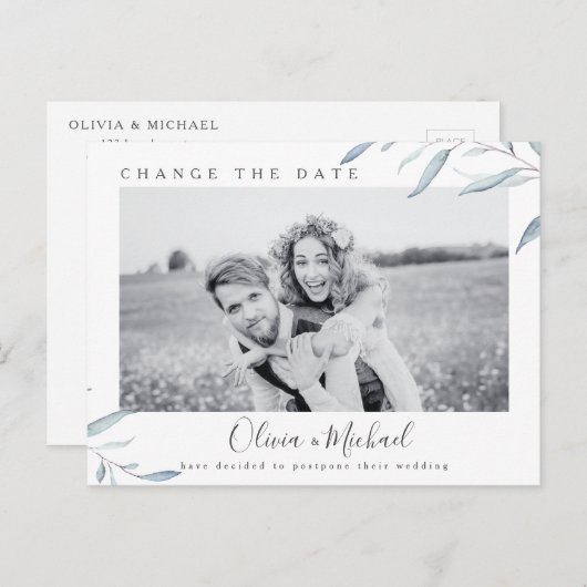 ほこりある青緑の写真を変更する日付 ポストカード (正面/裏面)