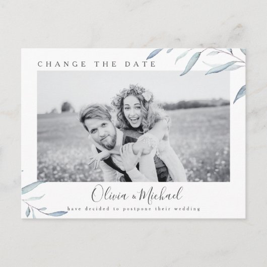 ほこりある青緑の写真を変更する日付 ポストカード (正面)