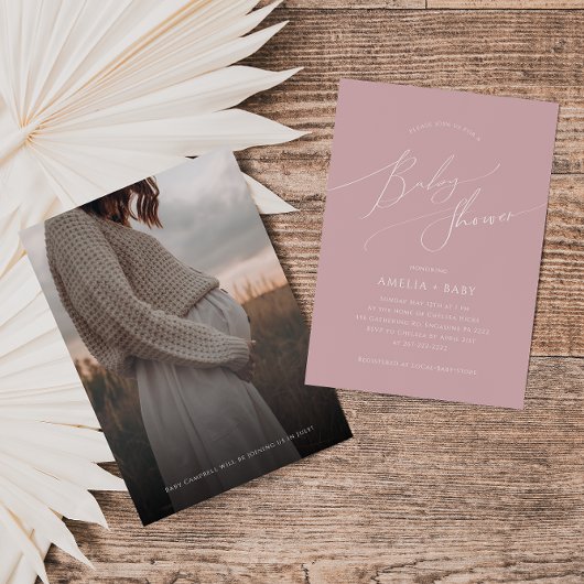 ほこりお洒落バラ | フォトベビーシャワー 招待状