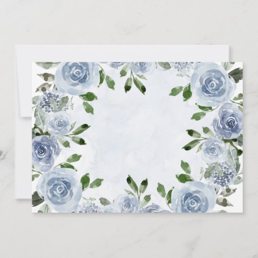 ほこりかわいらしの多い青い水彩の花|洗礼 サンキューカード (裏面)