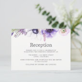 ほこりがかったバイオレットのウェディング ウォーターカラー フラワーレセプション 招待状 (スタンド正面)