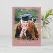 ほこりがかったバラの水彩写真 卒業お祝い 招待状 (スタンド正面)