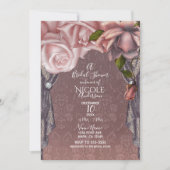 ほこりがかったバラ色のピンクのバラのビンテージブライダルシャワー 招待状 (正面)