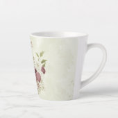 ほこりがかったバラ色の白い花 カフェラテマグ (右)