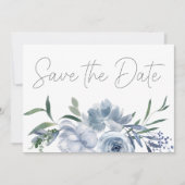 ほこりがかったパステルブルーの花 Save The Date セーブザデート (正面)