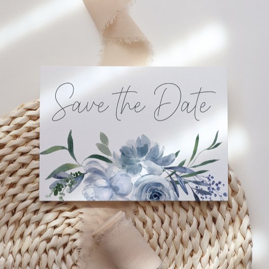 ほこりがかったパステルブルーの花 Save The Date セーブザデート