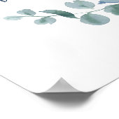 ほこりがかったユーカリのシンプルな水彩画の葉のウェルカムメッセージ ポスター (角)