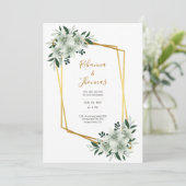ほこりがかった白の草花 水彩 結婚式のカード 招待状 (スタンド正面)