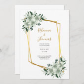 ほこりがかった白の草花 水彩 結婚式のカード 招待状 (正面/裏面)