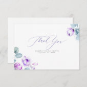 ほこりがかった紫の花のエレガントな小さな感謝カード サンキューカード (正面/裏面)