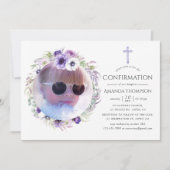 ほこりがかった紫の花の確認 招待状 (正面)