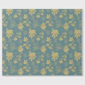 ほこりがかった緑と金色の植物と葉 ラッピングペーパー (フラット)