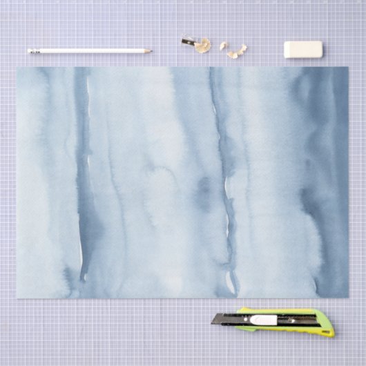 ほこりがかった青い水彩のギフト包装ティッシュペーパー 薄葉紙 (クラフト)