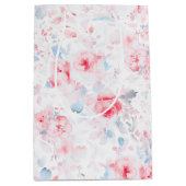 ほこりがかった青い花のエレガントなボヘミアンペイントパターン ミディアムペーパーバッグ (正面)