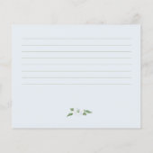 ほこりがかった青い花のブライダルシャワーレシピカード (裏面)